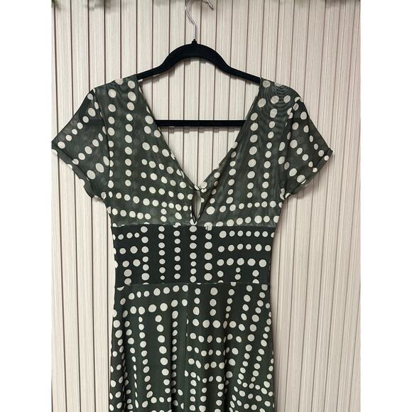 Zinzane Poá Duda Long Tulle Dress - V-Neck Twist Detail Polka Dot Print Size M - Picture 4 of 8